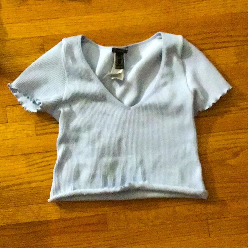 FOREVER21 rib knit sky blue girls crop top